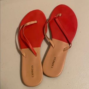 Red & Tan flat sandals